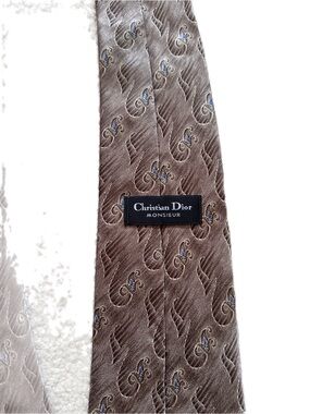 Dior Monsieur Brown Silk Tie with Blue Accents